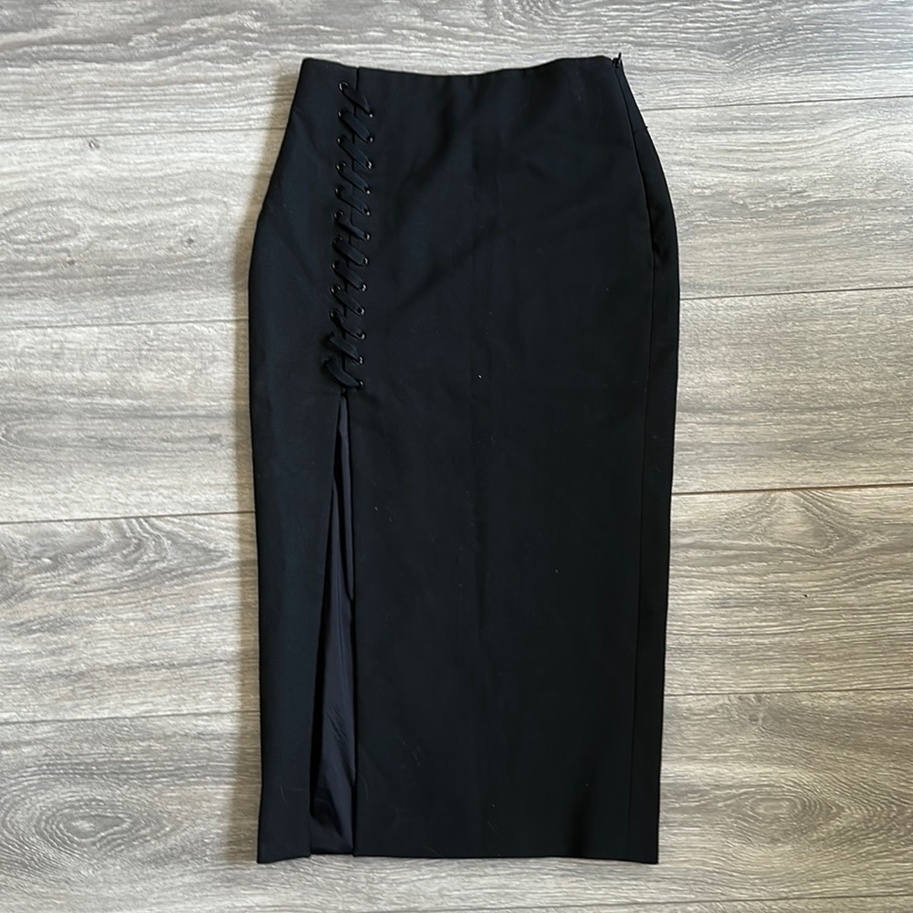 Elizabeth and James Black Pencil Skirt with slit